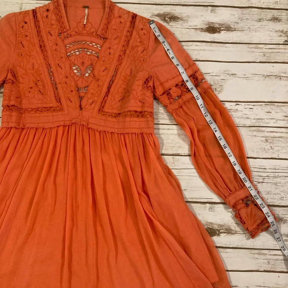 Free People Dreamland Coral Boho Dress 4 - Picture 7 of 16